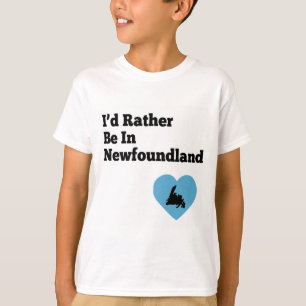 Jag skulle hellre vara i Newfoundland (blått hjärt T Shirt