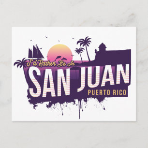 Jag skulle hellre vara i San Juan Puerto Rico Vint Vykort