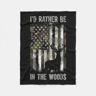 Jag skulle hellre vara i Skogen jaktlägret USA fla Fleecefilt
