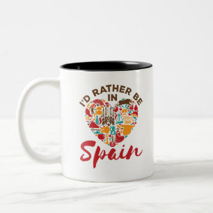 Jag skulle hellre vara i Spanien Två-Tonad Mugg