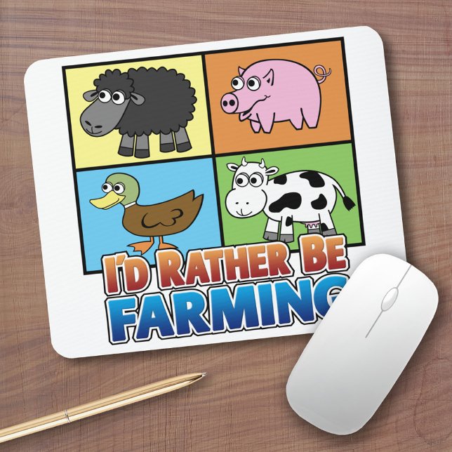 Jag skulle hellre vara jordbrukare! (Virtuellt jor Musmatta (Cute Farm Animal Mousepad)
