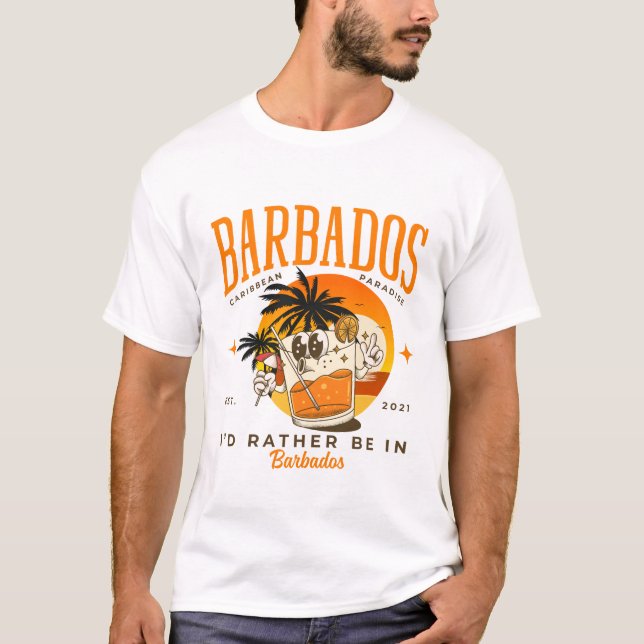 Jag skulle hellre vara på Barbados T Shirt (Framsida)