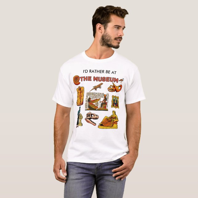 Jag skulle hellre vara på museet t shirt (Hel framsida)