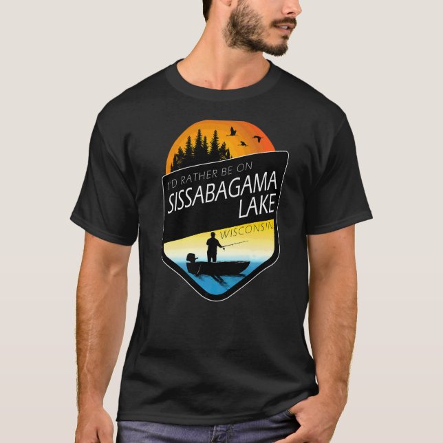 Jag skulle hellre vara på Sissabagama Sjö Wisconsi T Shirt (Framsida)