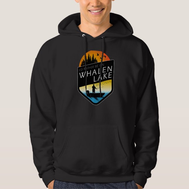 Jag skulle hellre vara på Whalen Sjö Wisconsin-fis Hoodie (Framsida)