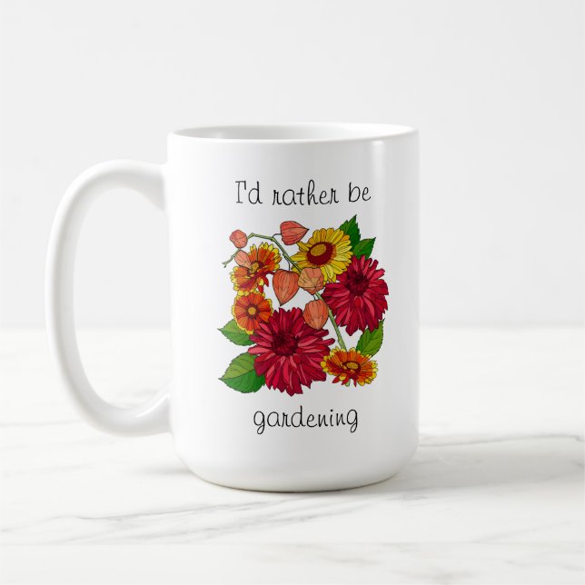 Jag skulle hellre vara ! Söt blommigt Kaffe Mugg (Vänster)