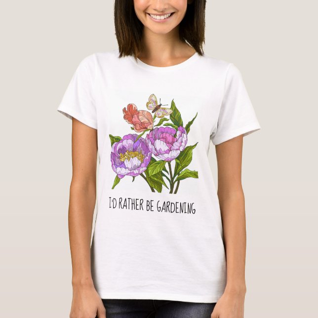 Jag skulle hellre vara , söt blommigt T-Shirt (Framsida)