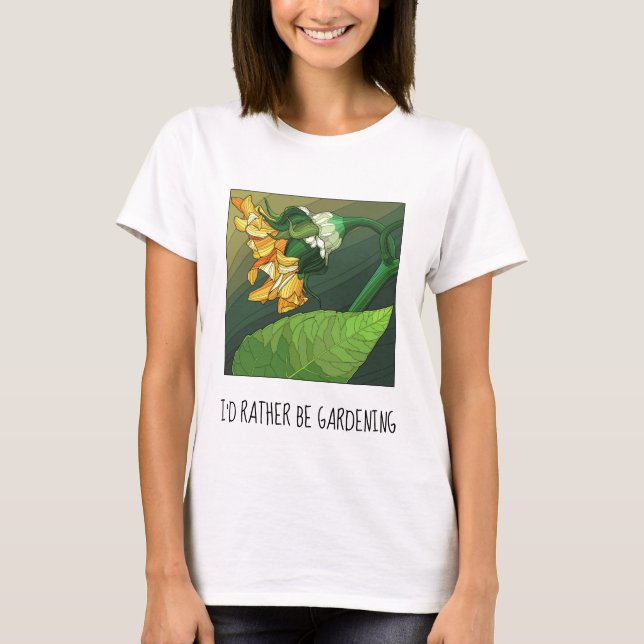 Jag skulle hellre vara , söt blommigt T-Shirt (Framsida)
