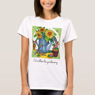 Jag skulle hellre vara , söt blommigt T-Shirt