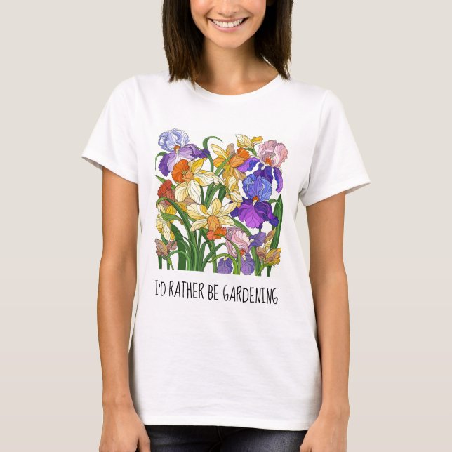 Jag skulle hellre vara . söt blommigt T-Shirt (Framsida)