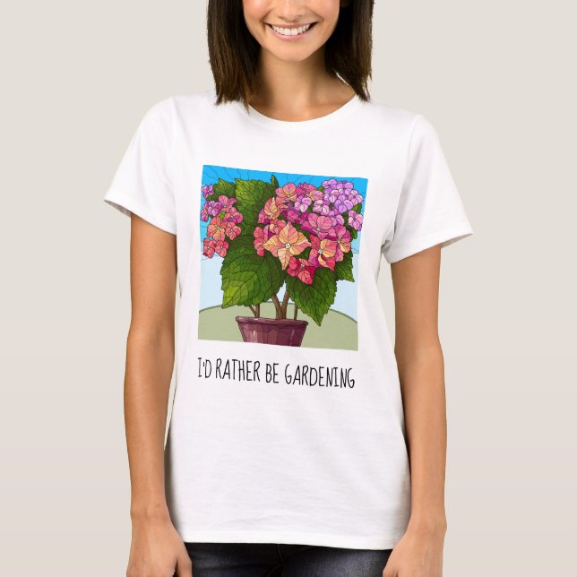 Jag skulle hellre vara , söt blommigt T-Shirt (Framsida)