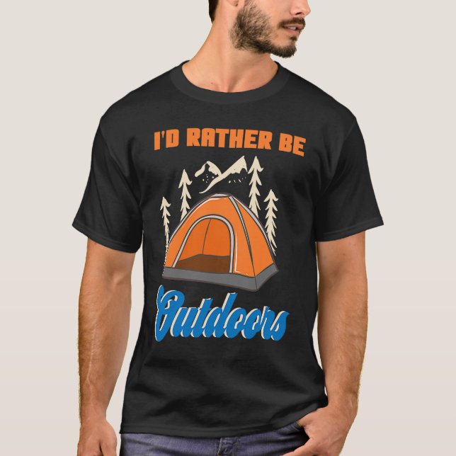 Jag skulle hellre vara utomhus t shirt (Framsida)