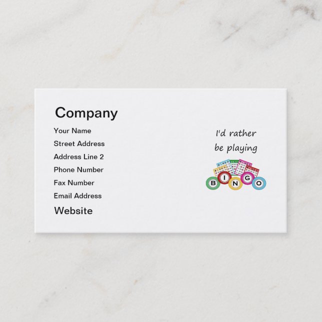 Jag skulle leker ganska bingo visitkort (Framsida)