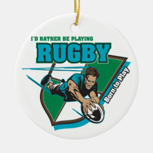 Jag skulle leker ganska Rugby Julgransprydnad Keramik