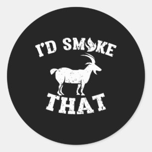 Jag skulle röka att Goat Vintage Barbeque Bbq Goat Runt Klistermärke