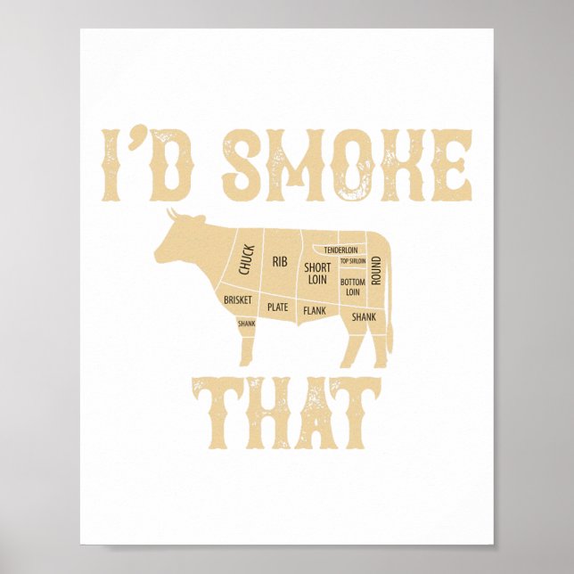 Jag skulle röka den där Cow Bbq Grilling Gift Poster (Framsidan)