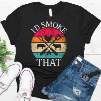 Jag skulle röka den där fina Retro BBQ Party Smoke T Shirt