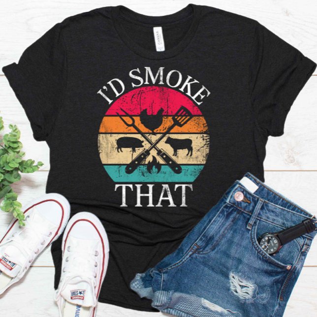 Jag skulle röka den där fina Retro BBQ Party Smoke T Shirt (Skapare uppladdad)