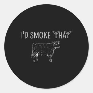 Jag skulle röka den där nötköttsgrillningen Bbq Sm Runt Klistermärke