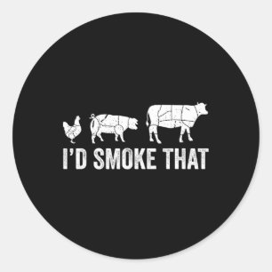 Jag skulle röka Roligten Bbq Smoker Chef Runt Klistermärke