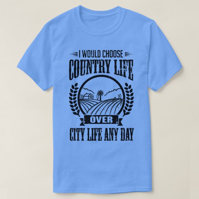 Jag skulle välja land liv varje dag svart t shirt (Design framsida)