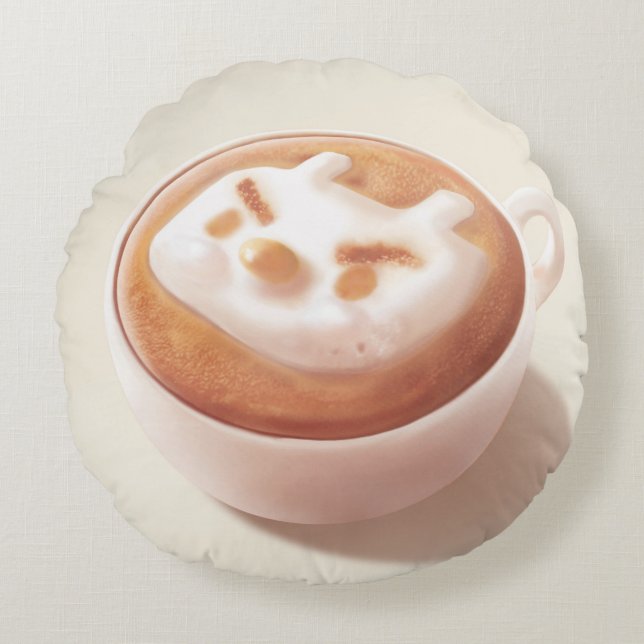 Jag skummar med känslor - kaffekonst rund kudde (Framsidan)