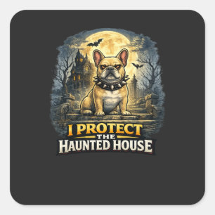 Jag Skyddar Det Spökhuset Fransk Bulldog Halloween Fyrkantigt Klistermärke