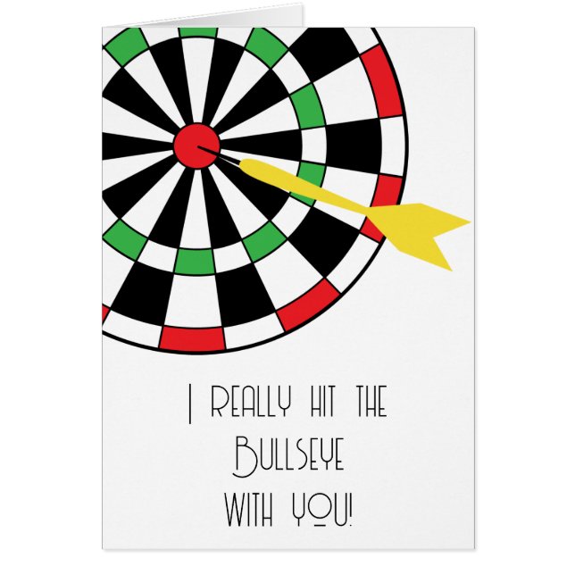 Jag Slå Bullseye med dig! Darts Valentines Hälsningskort (Framsidan)