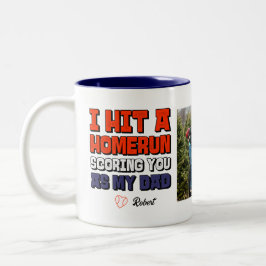 Jag Slå en Homerun Pappa Photo Fars dag Baseball Två-Tonad Mugg