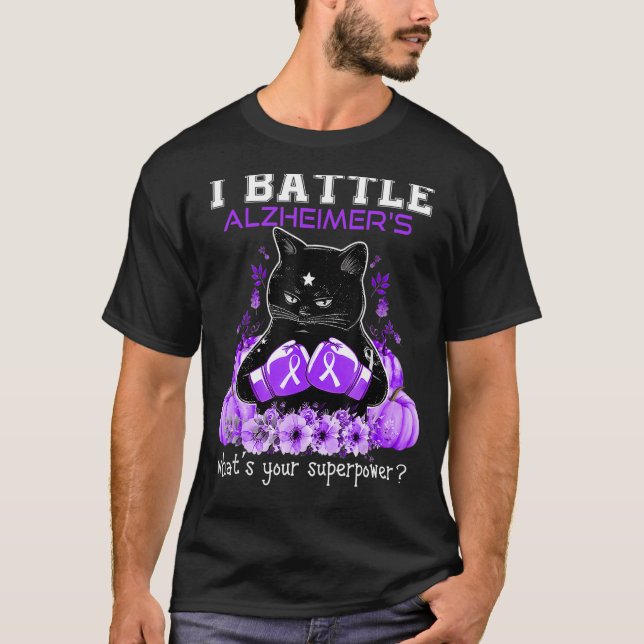 Jag slår Alzheimers medvetandehöjande katt T Shirt (Framsida)