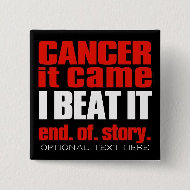 Jag slår cancer, cancerfri, canceröverlevnad knapp (Framsida)