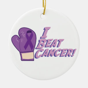 Jag slår cancer julgransprydnad keramik