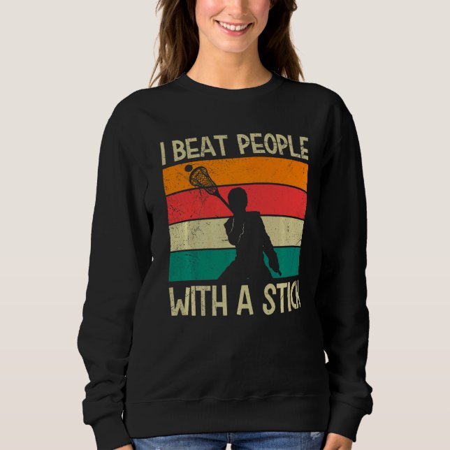 Jag slår folk med en Lacrosse Stick Lacrosse Manar T Shirt (Framsida)