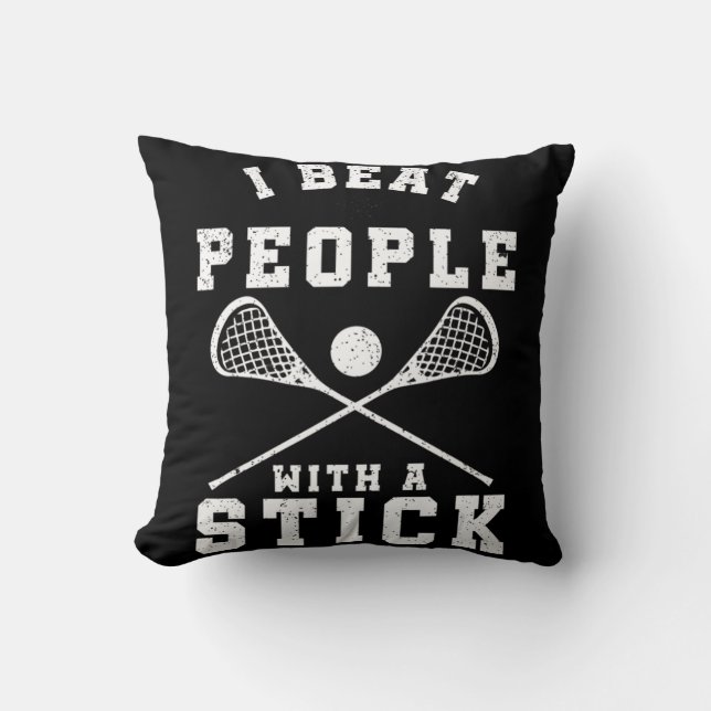 Jag slår folk med en Roligt Lacrosse Player Kudde (Framsida)