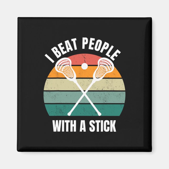 Jag slår folk med en stilig Lacrosse Player L. Magnet (Framsidan)