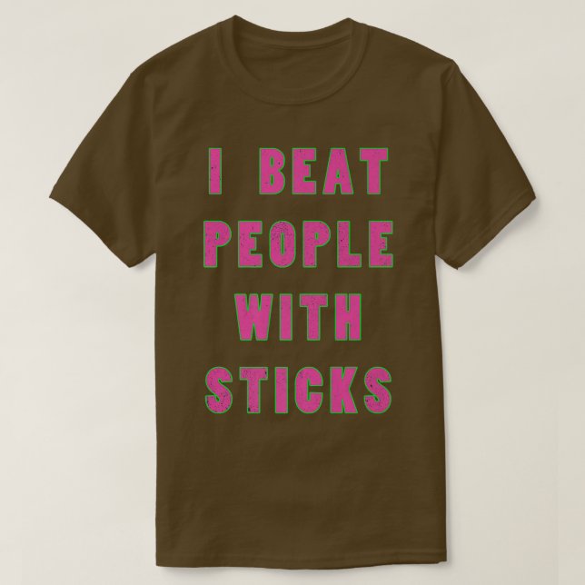 Jag slår Idrottsmannen med Sticks Sport Sciences T Shirt (Design framsida)
