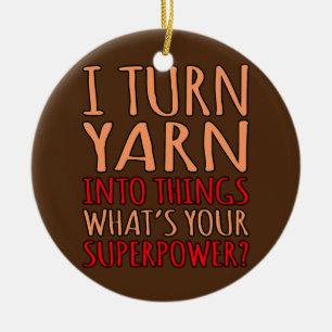Jag slår in garn i Sak Crochet Knitting Julgransprydnad Keramik