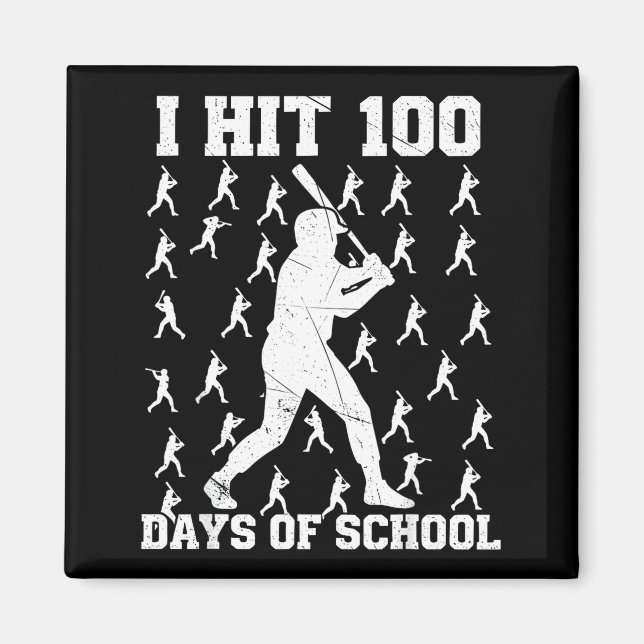 Jag slog 100 skoldagar Basebollpojke  Magnet (Framsidan)