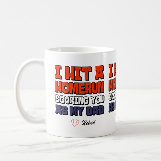 Jag slog en homerun Personlig fars dag baseball  Kaffemugg (Vänster)
