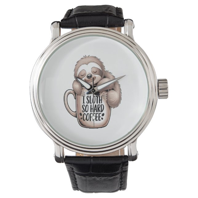 Jag Sloth utan kaffe Armbandsur (Framsida)