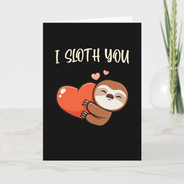 Jag Sloth You Cute Sloth Kärlek Hearts Roligt Anim Kort (Framsida)