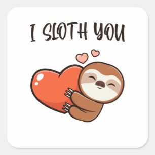 Jag Sloth You Kärlek Hearts Fyrkantigt Klistermärke