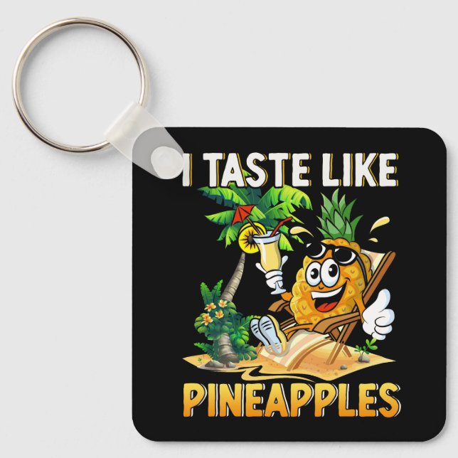 Jag smakar som ananas Skull Sommar Vacation Gräs Nyckelring (Framsida)