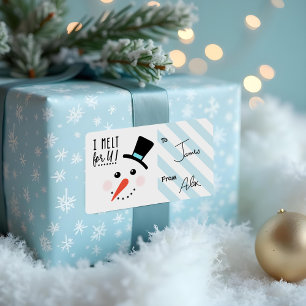 Jag smälter för dig frostig Jolly snögubbejul Adressetikett