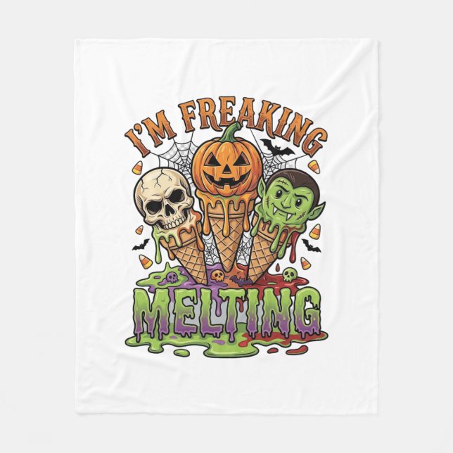 Jag smälter helt Halloween- glasskallepump Fleecefilt (Framsidan)