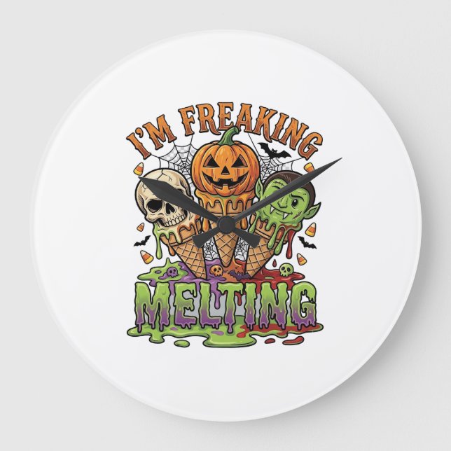 Jag smälter helt Halloween- glasskallepump Stor Klocka (Framsida)