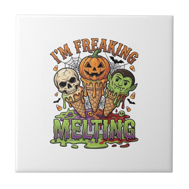 Jag smälter helt Halloweenglasskallepump Kakelplatta (Framsidan)
