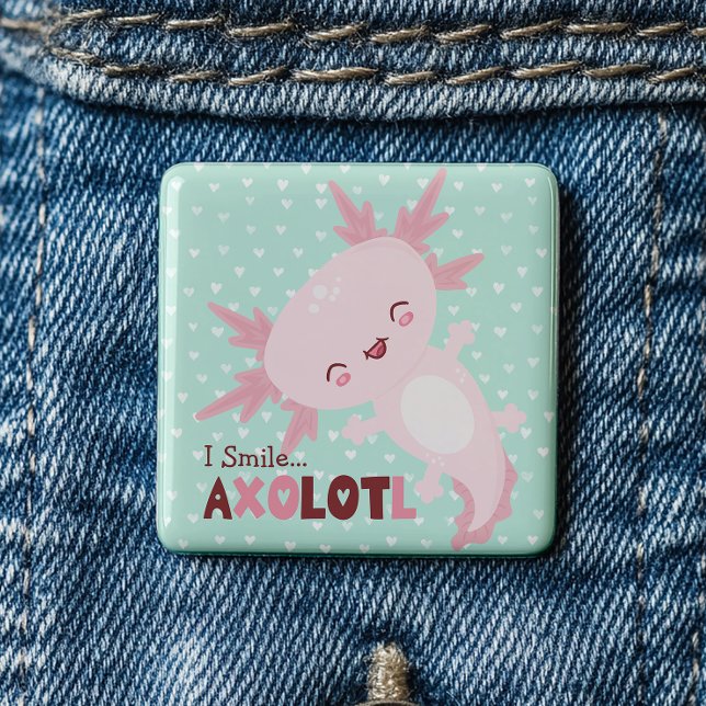 Jag Smile A Lot Personlig Kawaii Axolotl Knapp (tyle up and stand out from the crowd with this full of “ em-ocean” Axolotl button. )