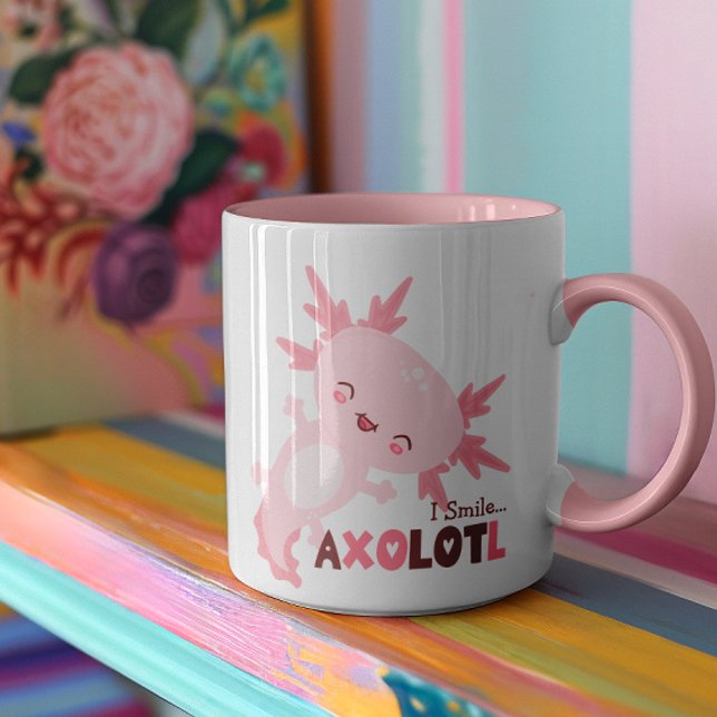Jag Smile A Lot Personlig Kawaii Axolotl Mugg (The Mexican walking fish better known as the Axolotl is here to rock your world!)