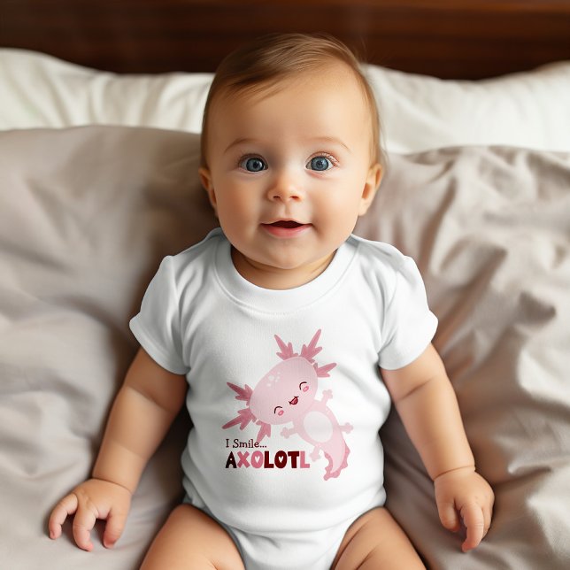Jag Smile A Lot Personlig Kawaii Axolotl T Shirt (Let your little Axolotl style up with this full of “ em-ocean” baby body suit. )